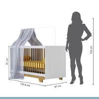 Berço Mini Cama Flocos Com Colchão Tigus Baby Branco Madeirado Ypê - 7