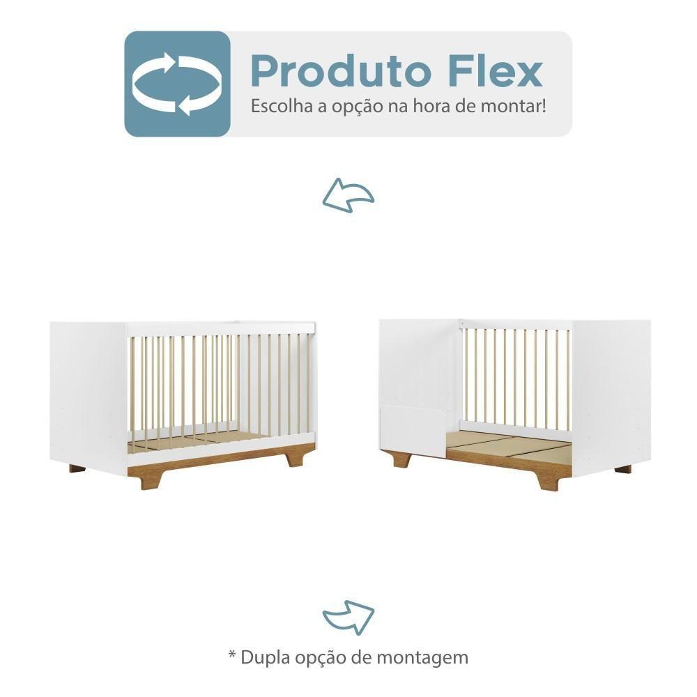 Berço Mini Cama Flocos Tigus Baby Branco Madeirado Ypê - 5
