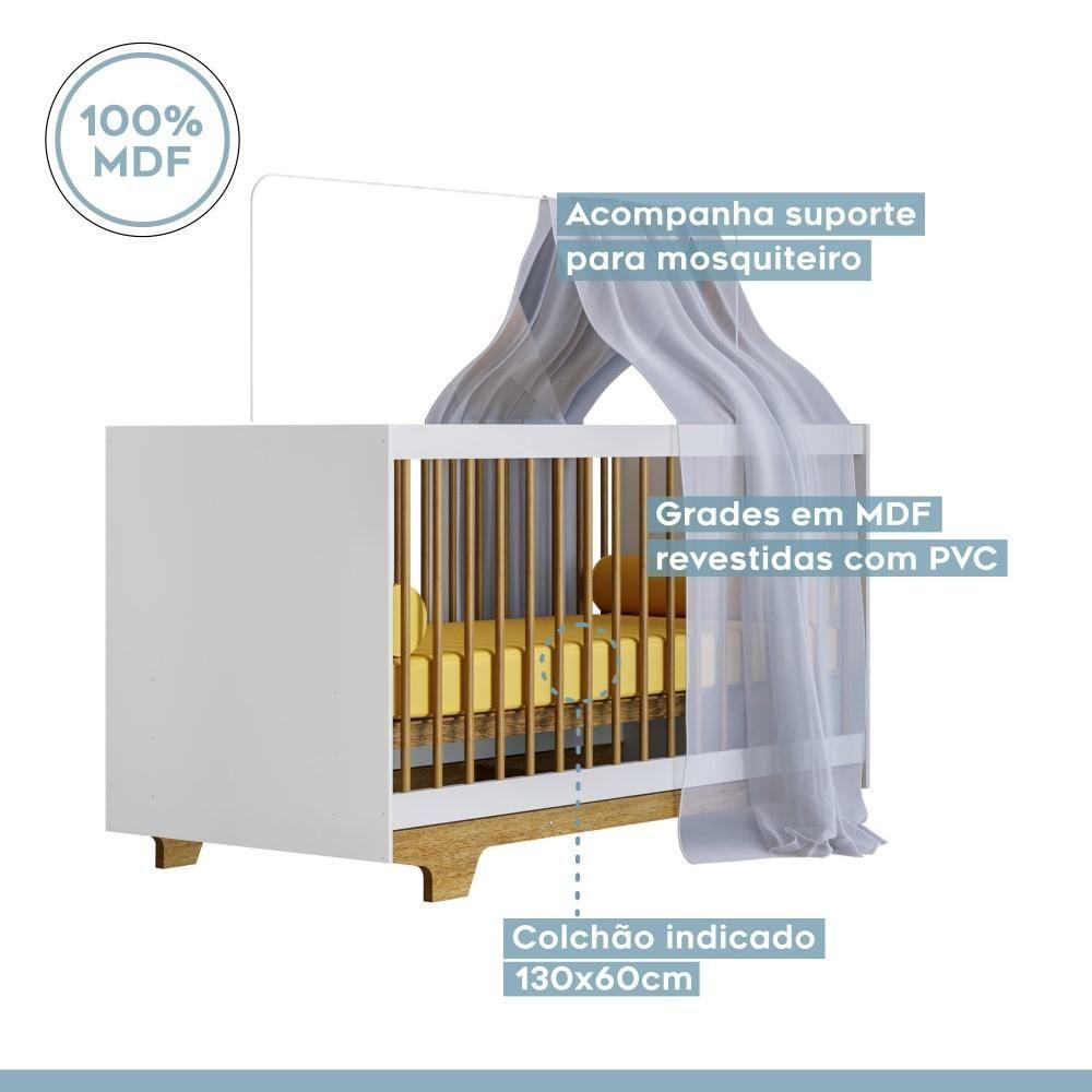 Berço Mini Cama Flocos Tigus Baby Branco Madeirado Ypê - 7