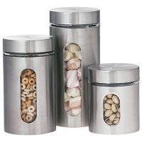 Jogo 3 Potes Tampa Rosca Para Mantimentos Vidro E Aço Inox - 2