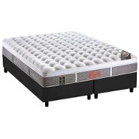 Cama Box King: Colchão Molas Pocket Ensacadas Castor Light Stress Plush + Base Gray(193X203) - 1