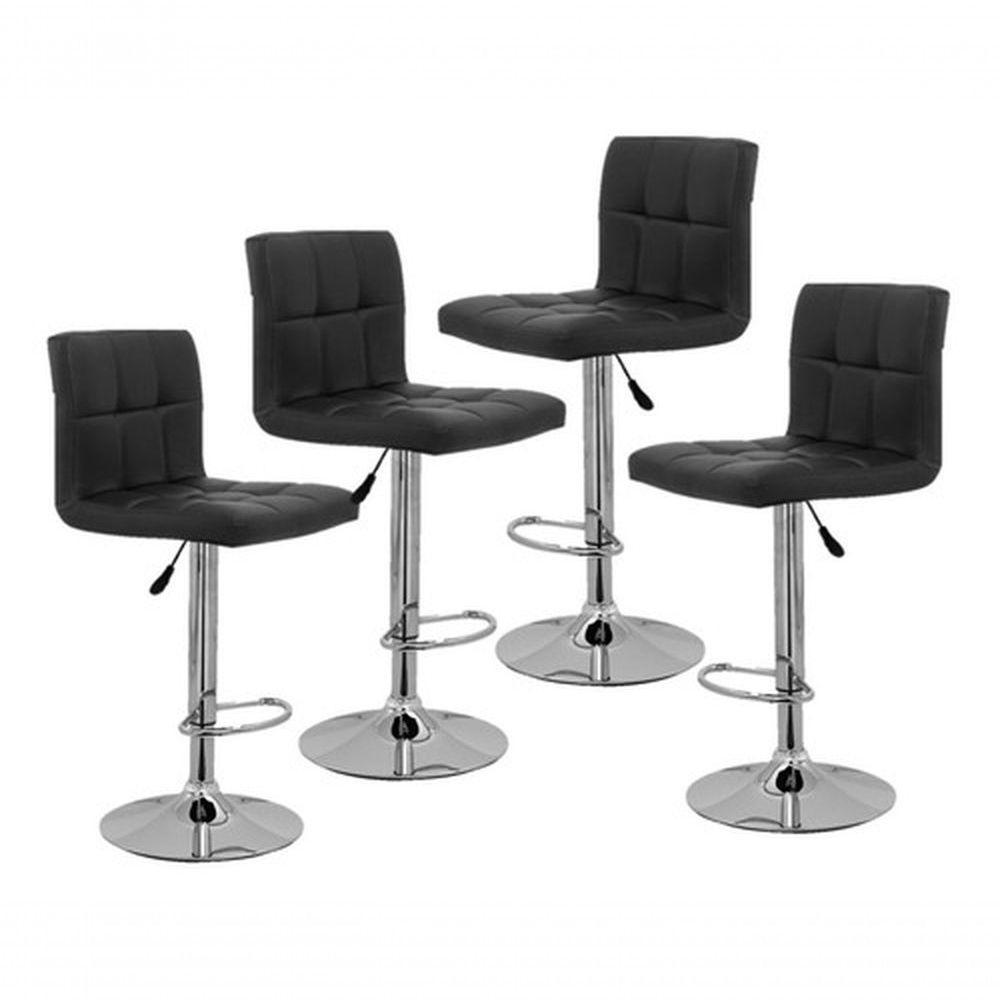 Kit 4 Banquetas Alta Cozinha Bar Balcão Bancada Americana Giratória Gomos Pu Preta - 1