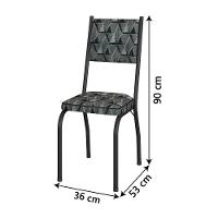 Conjunto Sala de Jantar Mesa Tampo Granito 1,20m com 4 Cadeiras Diana Preto-Mosaico Artefamol