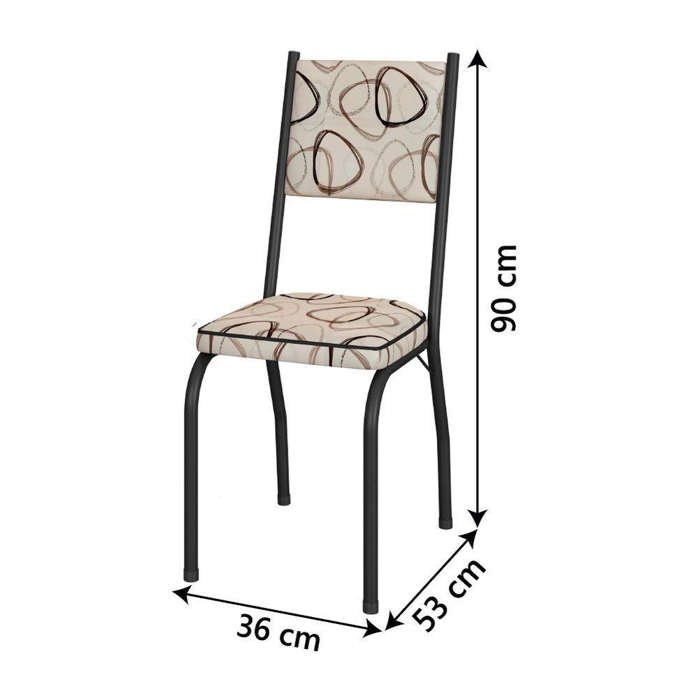 Conjunto Sala de Jantar Mesa Tampo Granito 1,20m com 4 Cadeiras Diana Preto-Cedro Artefamol - 4