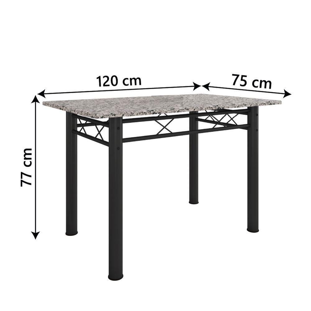 Conjunto Sala de Jantar Mesa Tampo Granito 1,20m com 4 Cadeiras Diana Preto-Cedro Artefamol - 5