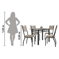 Conjunto Sala de Jantar Mesa Tampo Granito 1,20m com 4 Cadeiras Diana Preto-Cedro Artefamol - 2