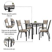 Conjunto Sala de Jantar Mesa Tampo Granito 1,20m com 4 Cadeiras Diana Preto-Cedro Artefamol - 3