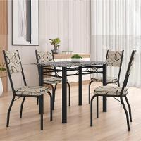 Conjunto Sala de Jantar Mesa Tampo Granito 1,20m com 4 Cadeiras Diana Preto-Cedro Artefamol - 6