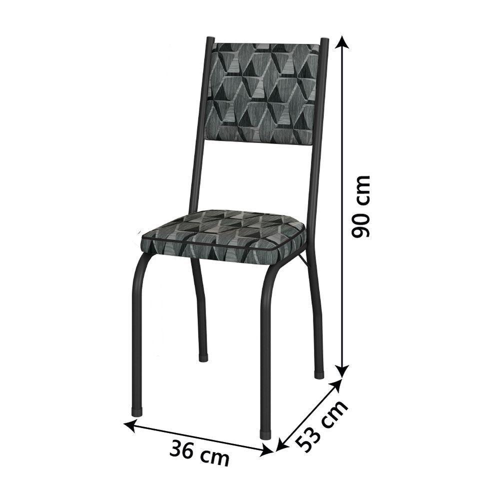 Conjunto Sala de Jantar Mesa Tampo Granito 1,40m com 6 Cadeiras Diana Preto-Mosaico Artefamol - 4