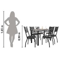 Conjunto Sala de Jantar Mesa Tampo Granito 1,40m com 6 Cadeiras Diana Preto-Mosaico Artefamol - 2