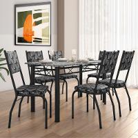 Conjunto Sala de Jantar Mesa Tampo Granito 1,40m com 6 Cadeiras Diana Preto-Mosaico Artefamol - 6