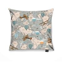 Capa Para Almofada Tecido Estampado Mapa Mundi - 1