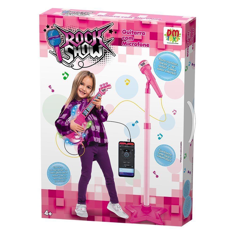 Guitarra Com Microfone Pedestal Rock Show Rosa Dmt5893 Dm Toys - 2