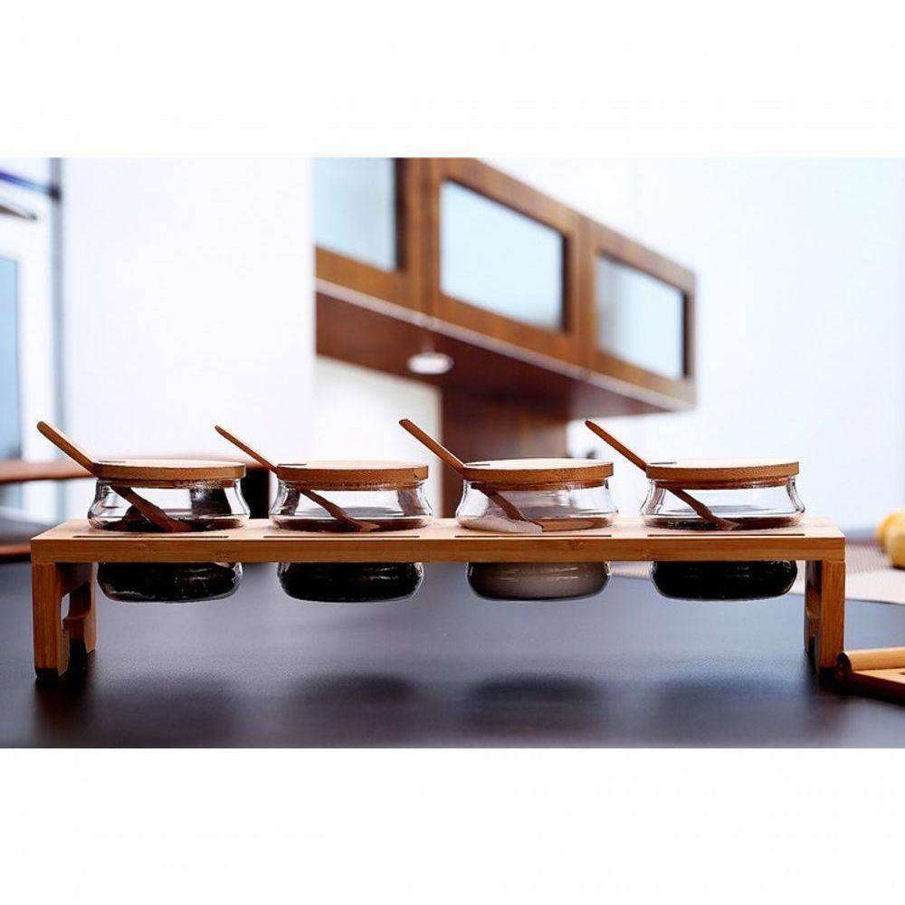 Conjunto Porta Tempero De Bambu Com 4 Potes Tamanduá-bandeira - Ilovecoffee - 3