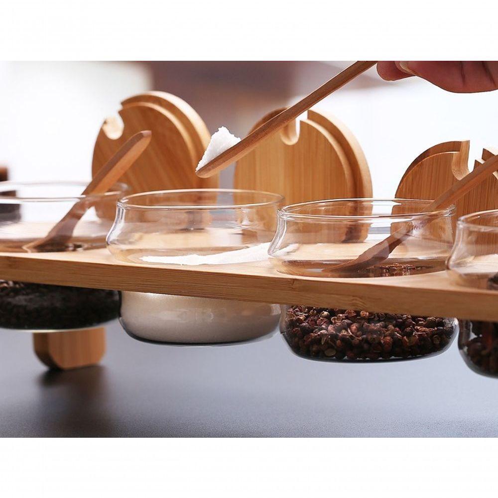 Conjunto Porta Tempero De Bambu Com 4 Potes Tamanduá-bandeira - Ilovecoffee - 6