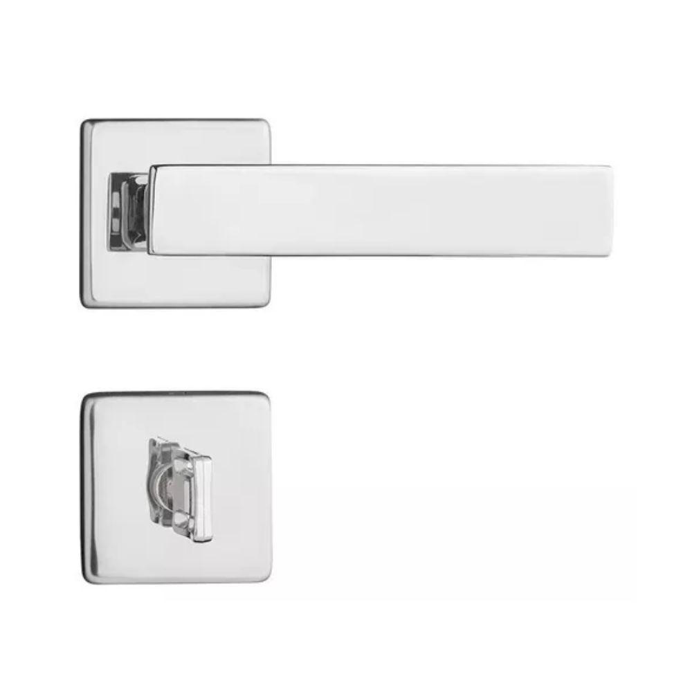 Fechadura De Porta Pado 701 Roseta Quadrada Banheiro - Wc - Cromado - 1