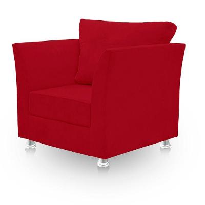 Poltrona Decorativa Para Sala E Quarto Lisboa Suede Vermelho