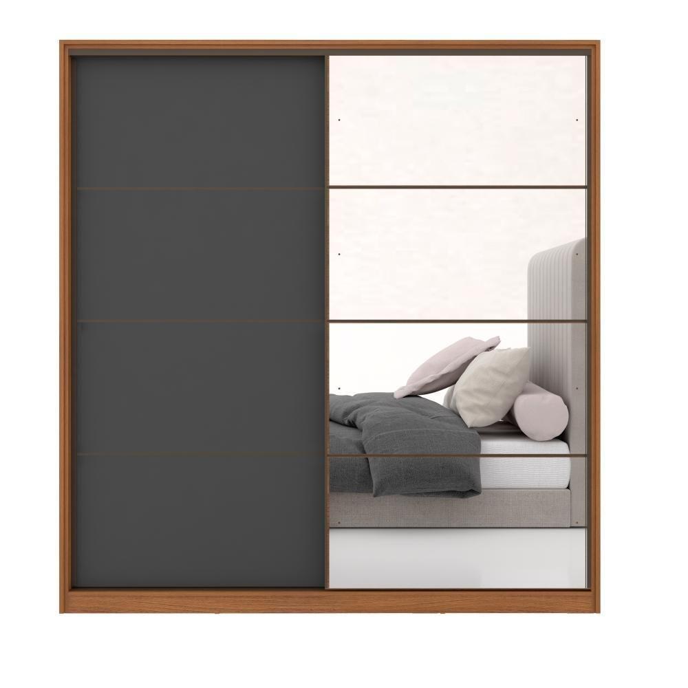 Jogo De Quarto Roupeiro Com Espelho E Comoda Valencia Amendola Grafito - 4