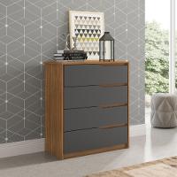 Jogo De Quarto Roupeiro Com Espelho E Comoda Valencia Amendola Grafito - 5