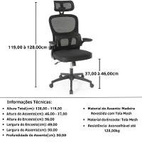 Kit 8 Cadeiras De Escritório Giratória Executiva Atenas Com Regulagem De Altura - Preto - 5