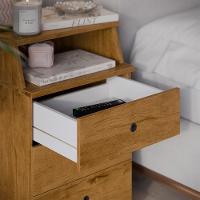 Conjunto De 2 Mesa De Cabeceira Luxo New Com 3 Gavetas Freijo Freijo - 3