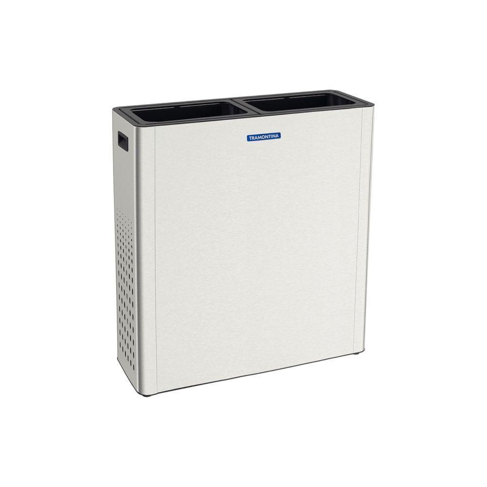 Lixeira Tramontina Sassari Plus 65 + 65 Litros Em Aço Inox Scotch Brite Sem Tampa - 1