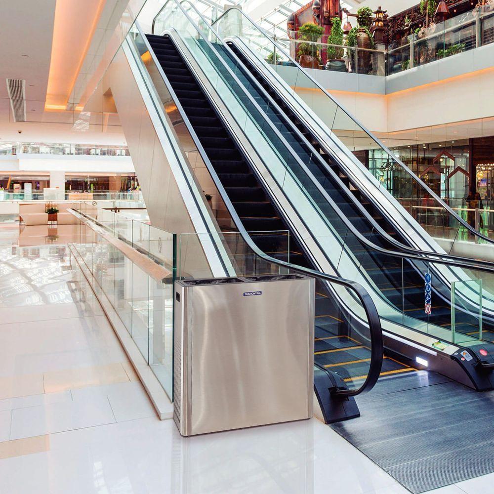 Lixeira Tramontina Sassari Plus 65 + 65 Litros Em Aço Inox Scotch Brite Sem Tampa - 3