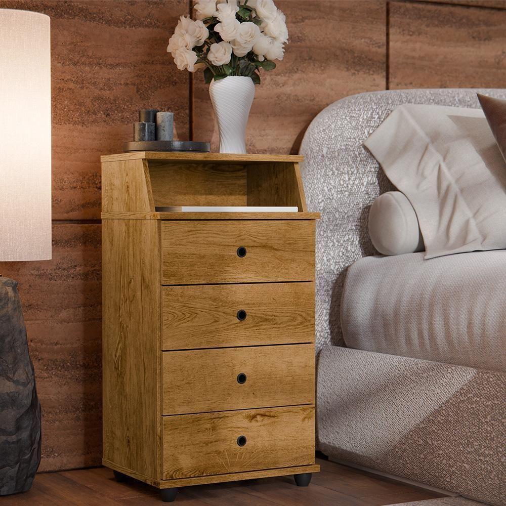 Conjunto De 2 Mesa De Cabeceira Luxo Ii New Com 4 Gavetas Freijo Freijo - 4