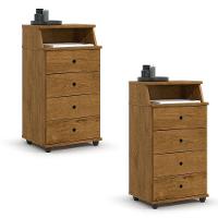 Conjunto De 2 Mesa De Cabeceira Luxo Ii New Com 4 Gavetas Freijo Freijo - 1