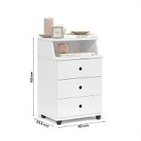 Conjunto De 2 Mesa De Cabeceira Luxo New Com 3 Gavetas Branco Branco - 2