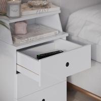 Conjunto De 2 Mesa De Cabeceira Luxo New Com 3 Gavetas Branco Branco - 3
