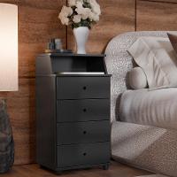 Conjunto De 2 Mesa De Cabeceira Luxo Ii New Com 4 Gavetas Preto Preto - 4