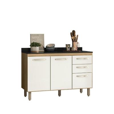 Balcão Doce 118cm Com 02 Portas E 03 Gavetas Freijo/off White Freijo/off White