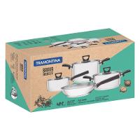 Jogo De Panelas Tramontina Brava Baquelite Em Aço Inox Com Fundo Triplo Preto 4 Peças - 3