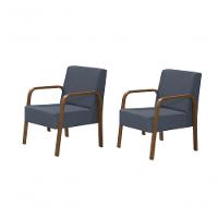 Kit 2 Poltronas Decorativas 1 Lugar Jade Braço Madeira D Salla Suede - 2