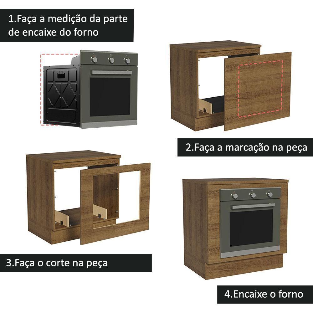 Balcão Para Forno 80 X 60 Cm Com Tampo Rustic - 8