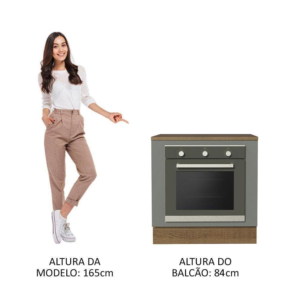 Balcão Para Forno 80 X 60 Cm Com Tampo Rustic/cinza - 4