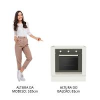 Balcão Para Forno De Embutir 80 X 60 Cm Sem Tampo Branco Agata, Glamy, Stella Madesa Branco