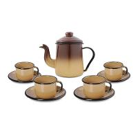 Conjunto Para Café Esmaltado 9 Peças Marrom Degradê Ewel - 1