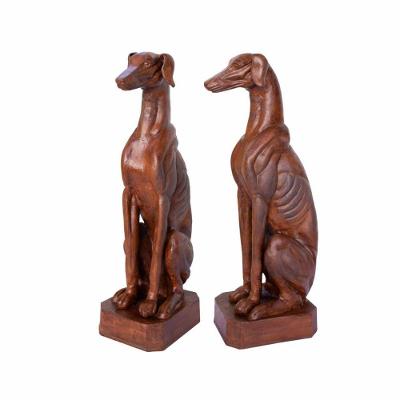 Escultura De Cachorro O Par Galgo Em Ferro Fundido