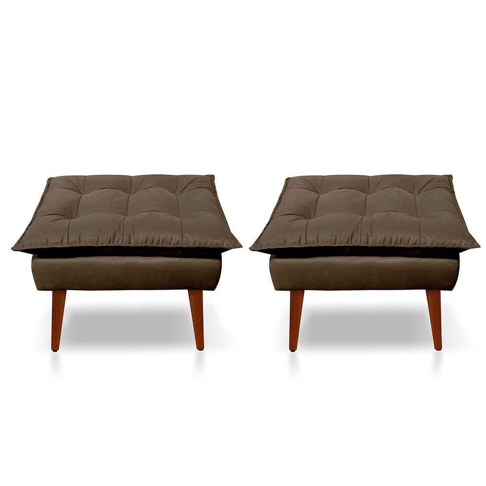 Kit C-02 Poltronas Opala + 02 Puff Opala Elegante Suede Marrom - 5