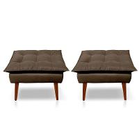 Kit C-02 Poltronas Opala + 02 Puff Opala Elegante Suede Marrom - 5