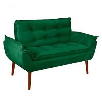 Kit C- 01 Namoradeira Opala + 02 Puffs Redondo Danny + 02 Almofadas Suede Verde - 5