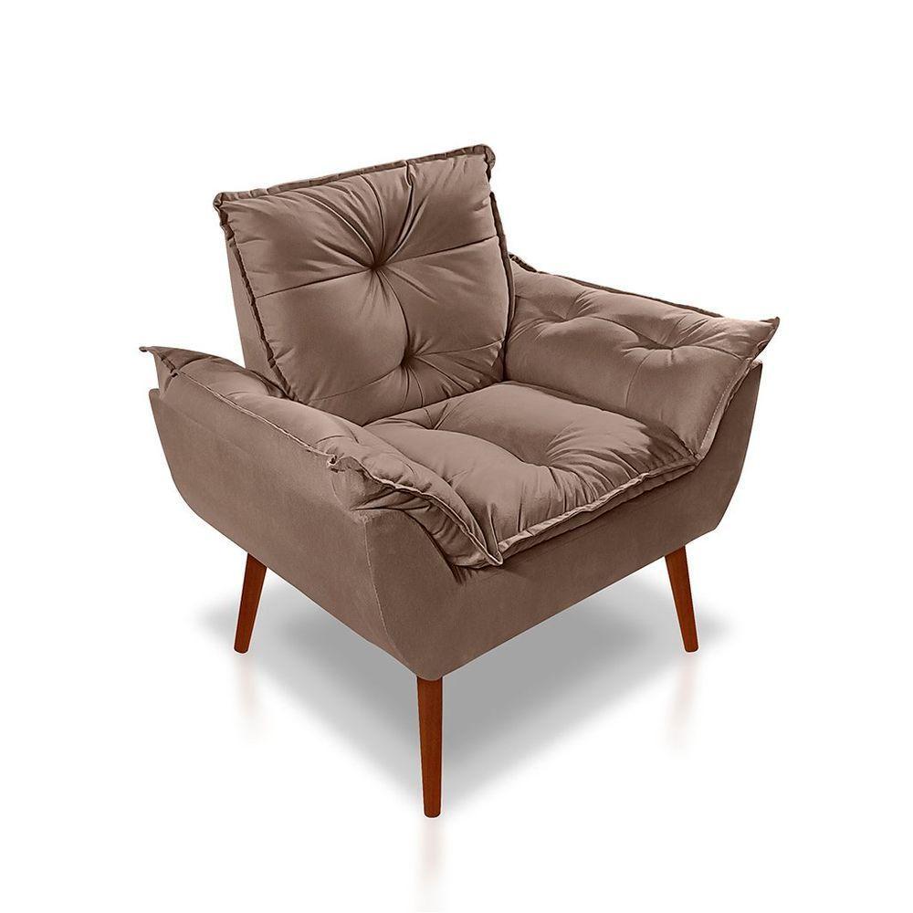 Kit C-2 Poltronas Opala + 01 Puff Opala Elegante Suede Cappuccino - 5