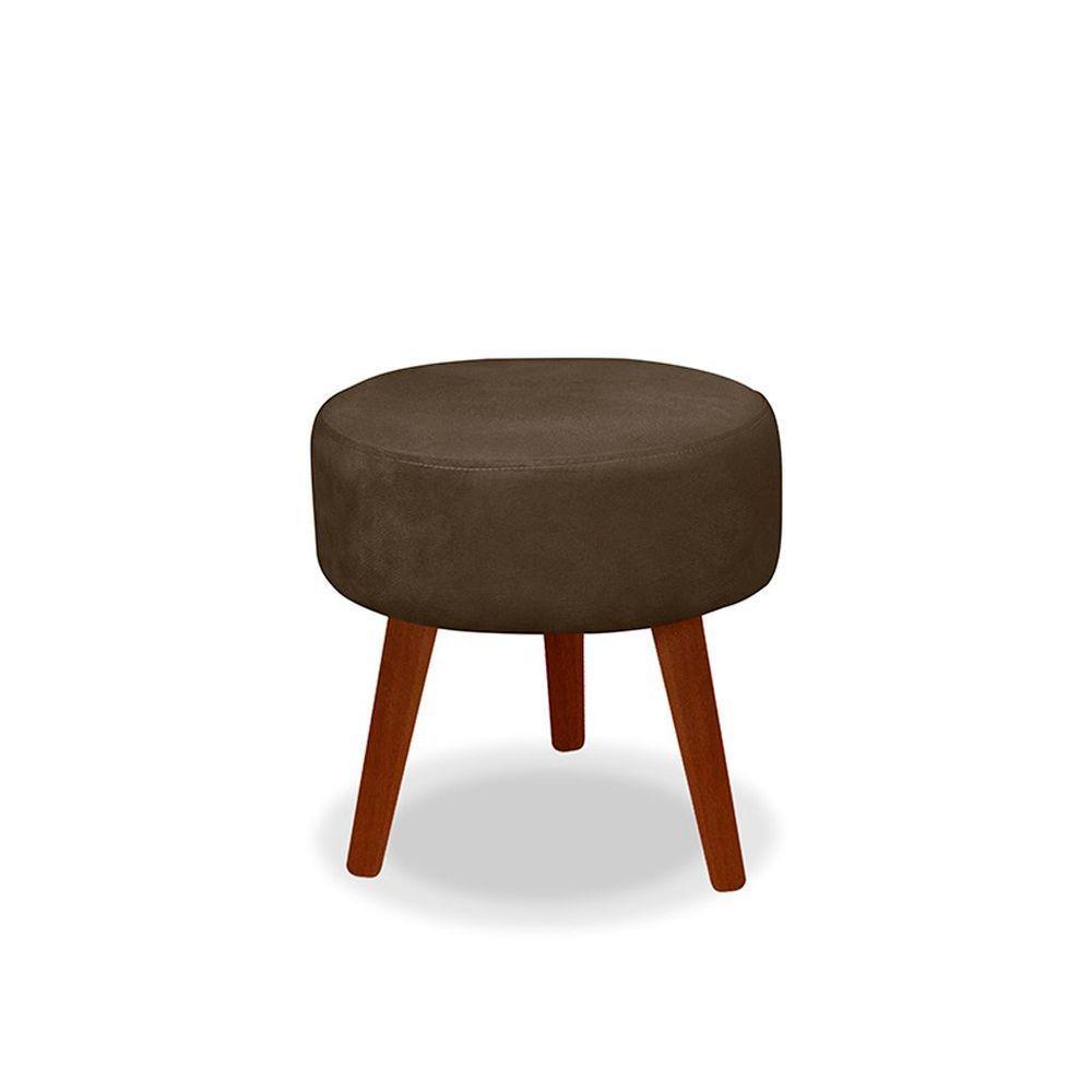 Kit C-01 Poltrona Opala + 01 Puff Redondo Danny Suede Marrom - 4