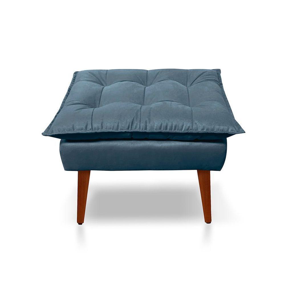 Kit C-2 Poltrona Opalas + 01 Puff Opala Elegante Suede Azul Turquesa - 7