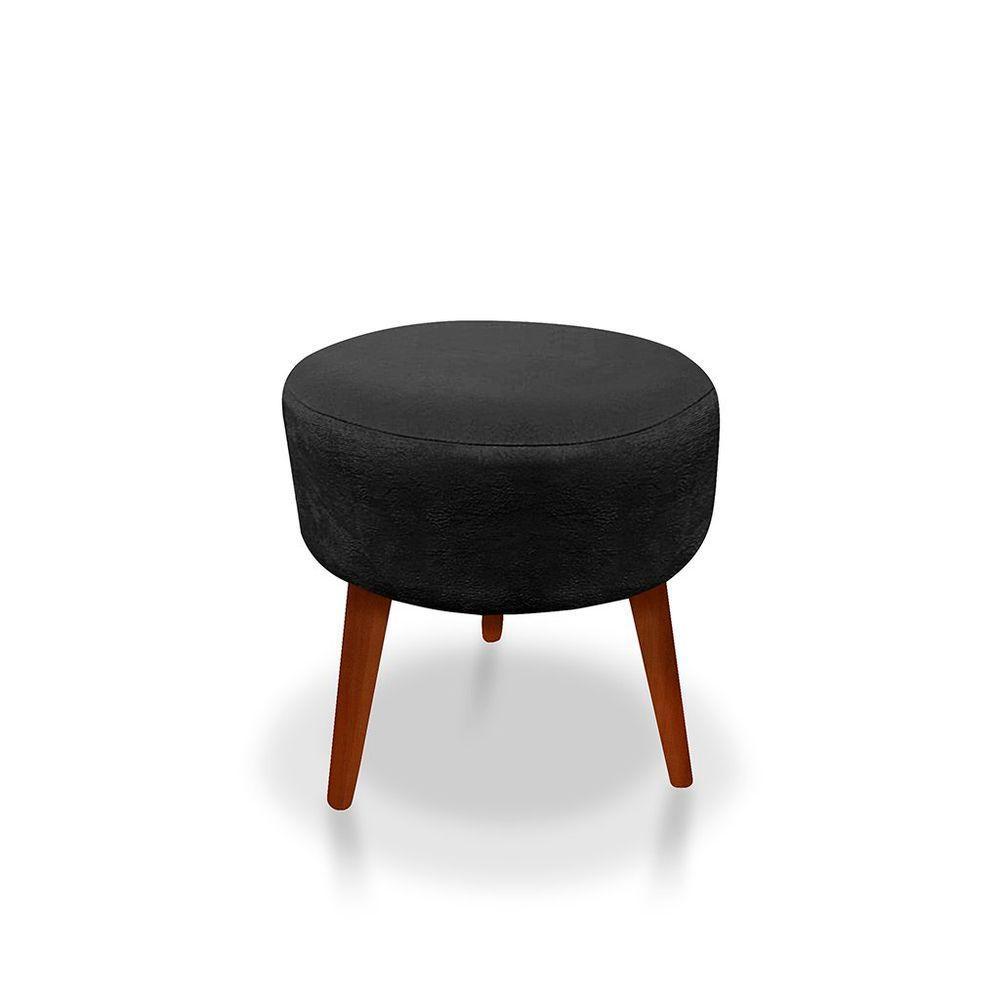 Kit C-01 Poltrona Opala + 01 Puff Redondo Danny Suede Preto - 4