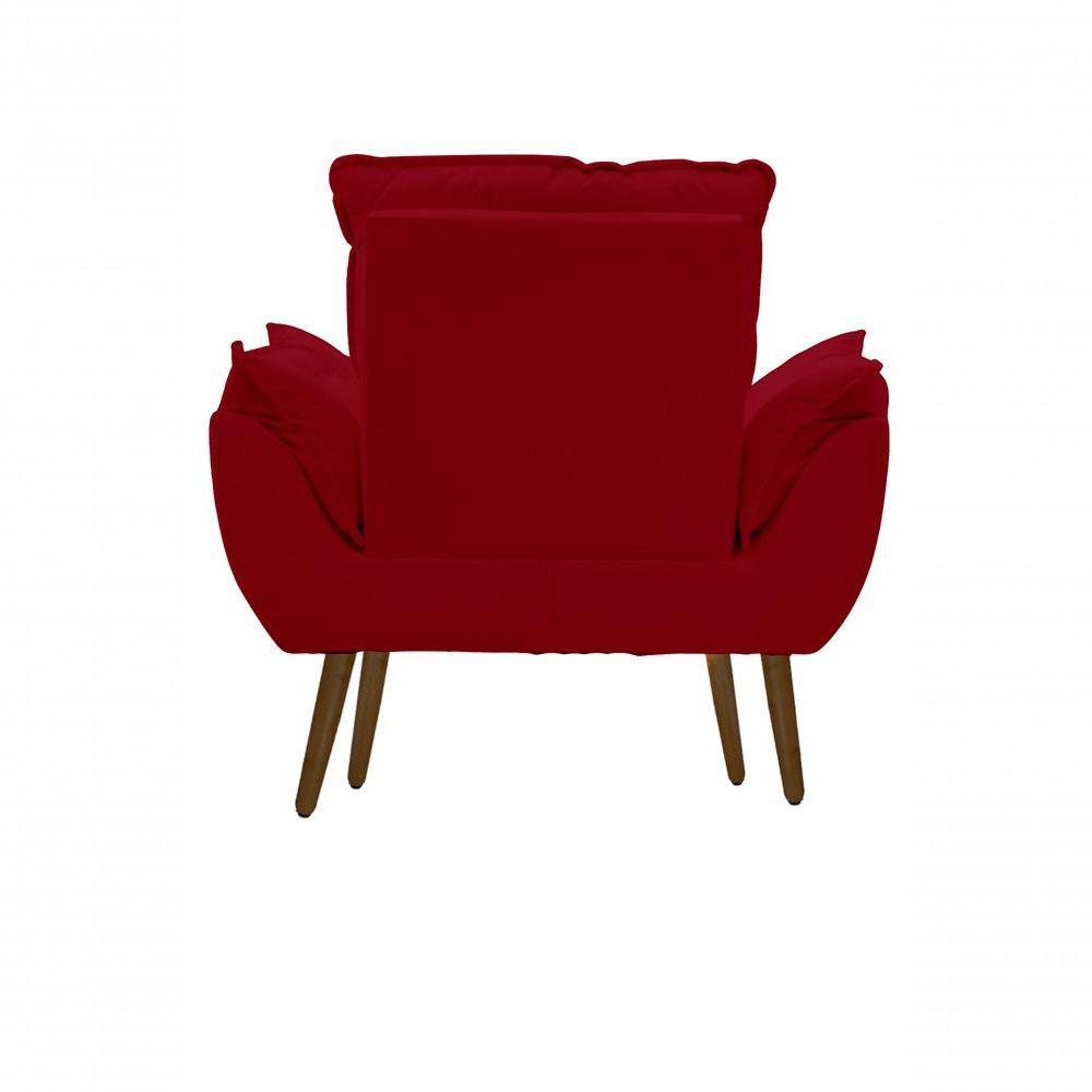 Kit C-01 Poltrona Opala + 01 Puff Redondo Danny Suede Vermelho - 6