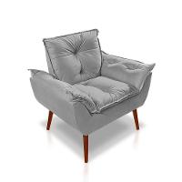 Kit C-02 Poltronas Opala + 02 Puff Opala Elegante Suede Cinza Claro - 6