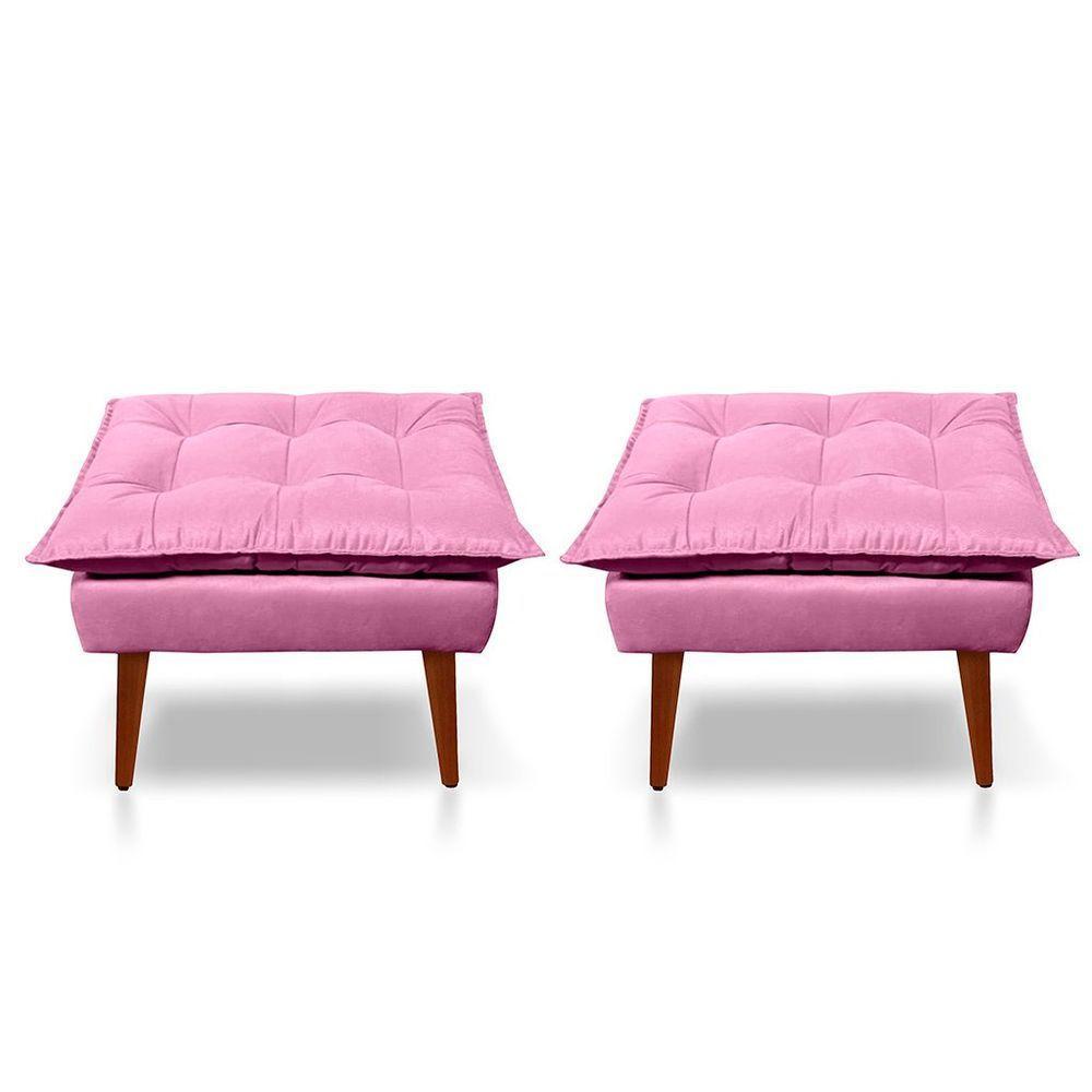 Kit C-02 Poltronas Opala + 02 Puff Opala Elegante Suede Rose - 2